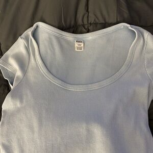 PINK Victoria's Secret Light Blue Ribbed Tee